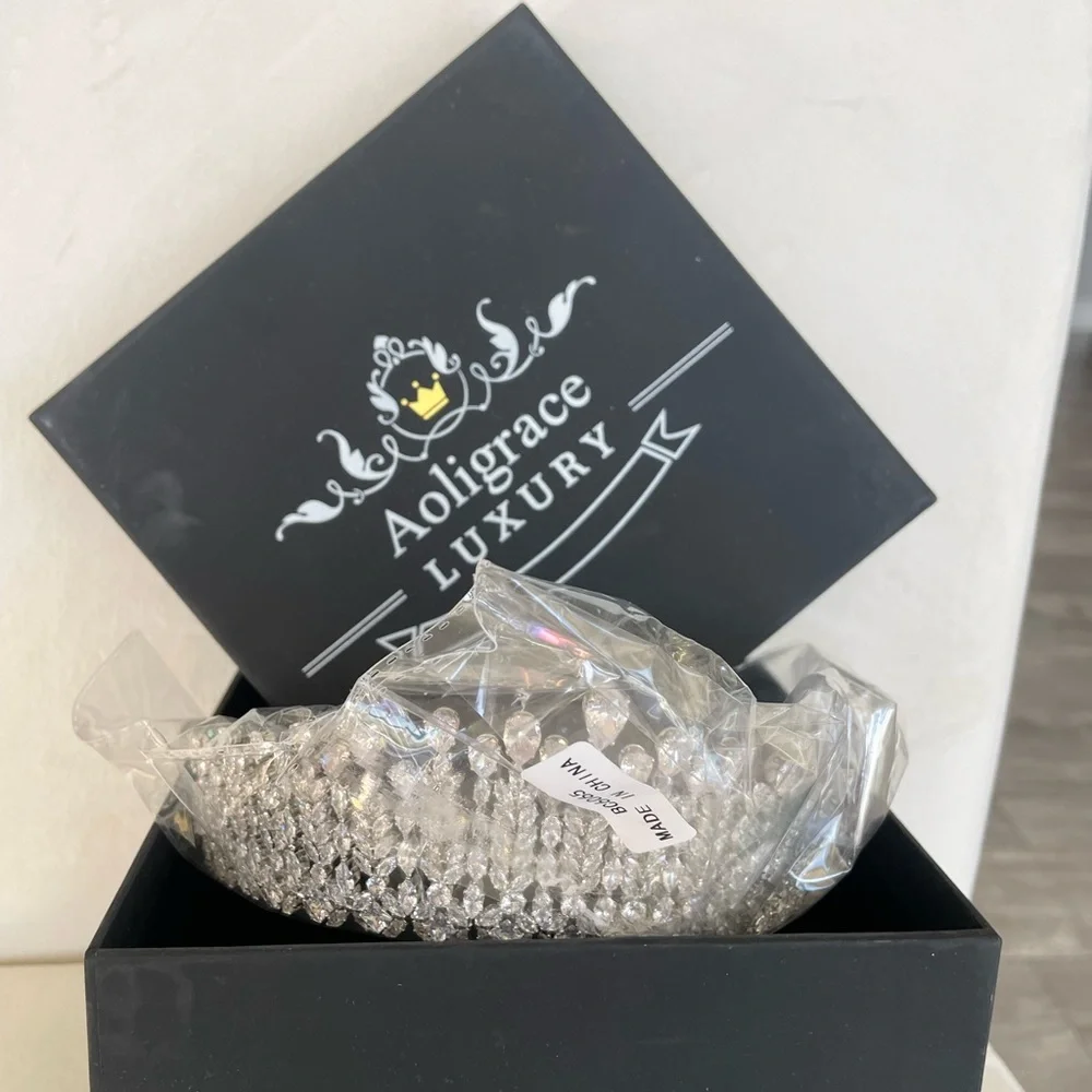New Aoligrace Wedding Tall Cubic Zirconia Tiaras Queen CZ Pageant Crowns 👑👑👸 - Picture 3 of 5